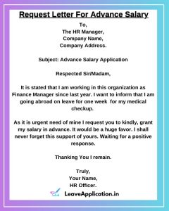 salary advance request letter sample