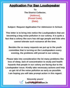 Application For Loudspeaker In English [5+ Sample]