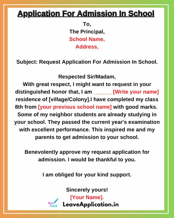 Request Letter For School Admission, School Admission Letter Sample For Nursery, Application For School Admission, Sample Application Letter For School Admission, Application Letter For Admission To Secondary School, school admission request letter