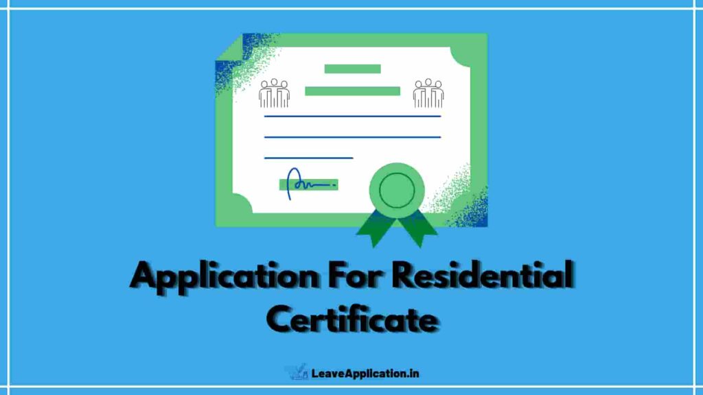Application For Residential Certificate, Application To BDO For Residential Certificate, Residential Certificate Application Letter