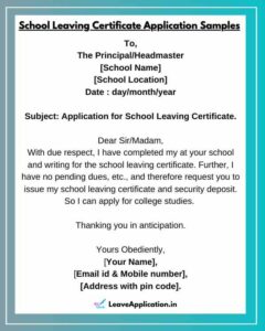 Application For School Leaving Certificate (15+ Sample)