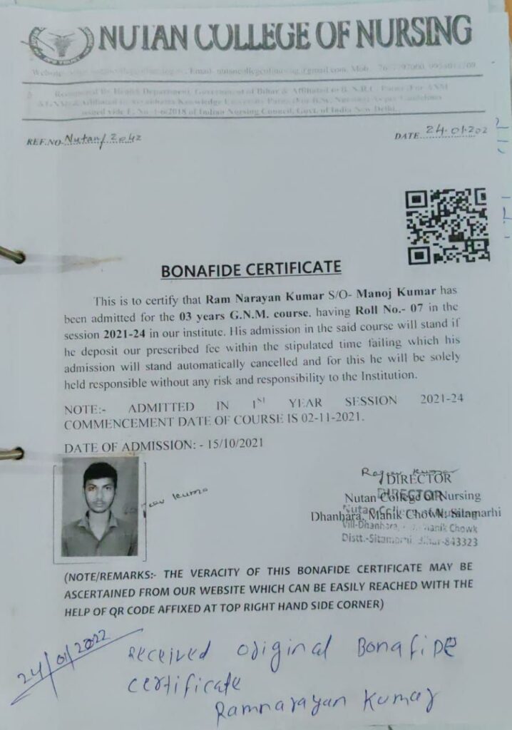 application letter to principal for bonafide certificate